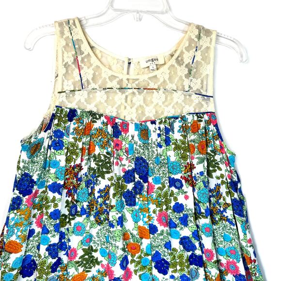 Umgee Babydoll Lace Women’s Sleeveless Floral Tunic Top Dress Size Small - Picture 3 of 6
